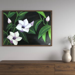 Flower Branch Oil Pastel Painting